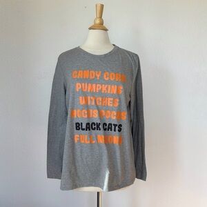 Celebrate It Gray & Orange Long Sleeve Halloween Graphic T-Shirt